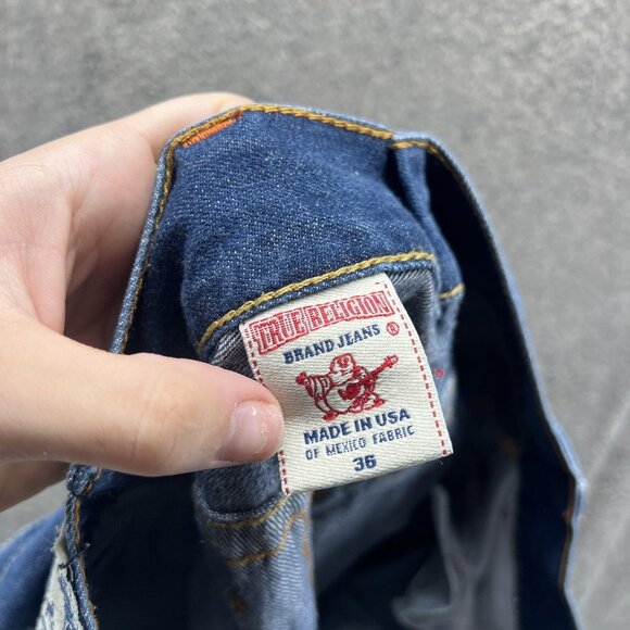 True Religion Billy Jeans Mens 36 Blue Denim Straight Leg Bootcut Made USA - Picture 6 of 10